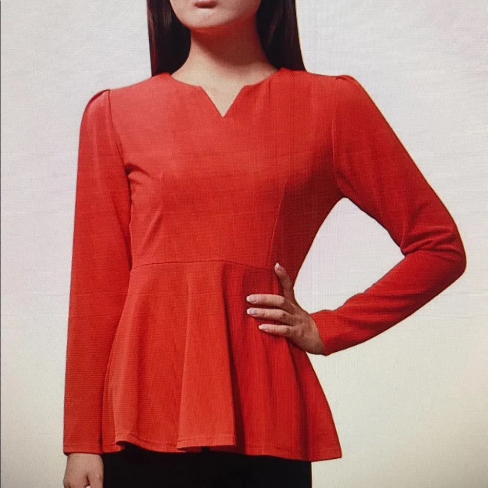 Orange Long Sleeve Peplum Top